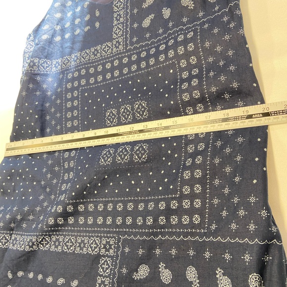 EUC J. Crew Linen Blend Blue Bandana Print T Back Dress Cotton Lined Size 14 - Picture 7 of 12